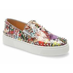 Christian Louboutin Super Pik Boat Flat Patent Loubi Low Top Slip On Sneaker 36